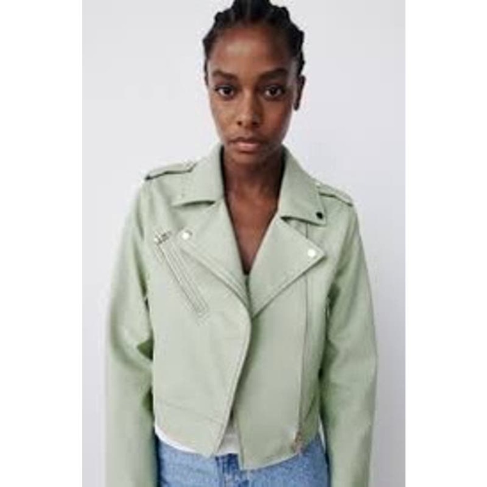 Zara Mint Green Leather Jacket